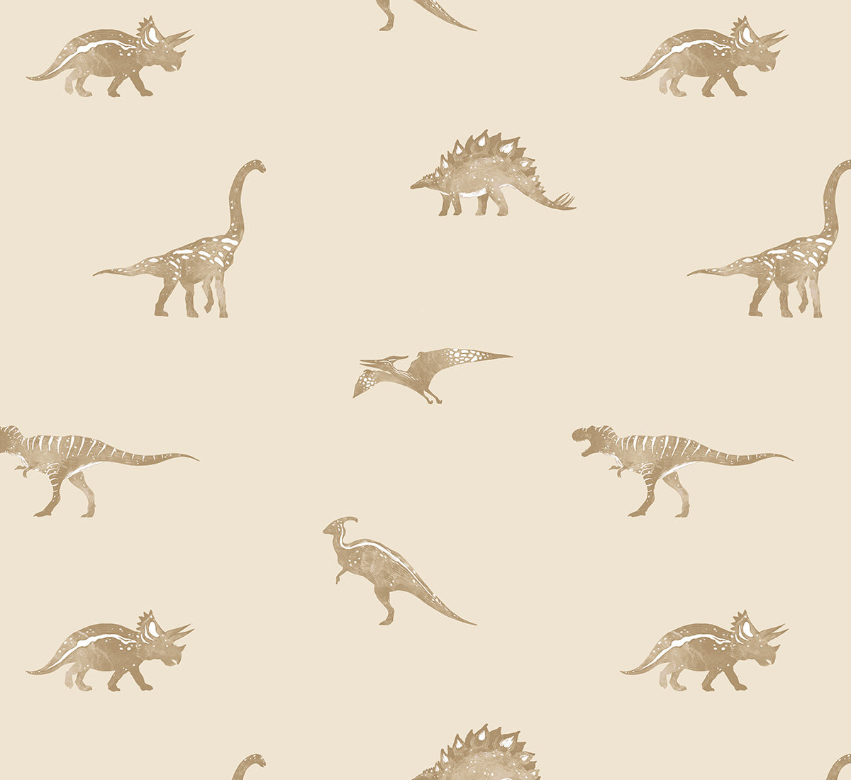 Dino behang beige jongenskamer en babykamer Volpracht