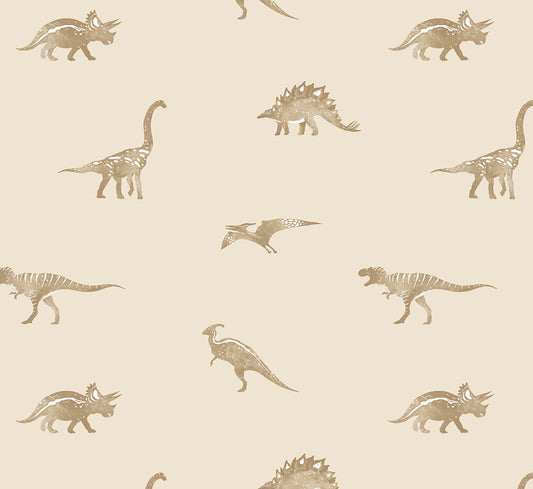 Dino behang beige jongenskamer en babykamer Volpracht