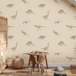 Dino behang beige jongenskamer en babykamer Volpracht
