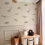 Dino behang beige jongenskamer en babykamer Volpracht