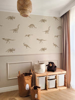 Dino behang beige jongenskamer en babykamer Volpracht