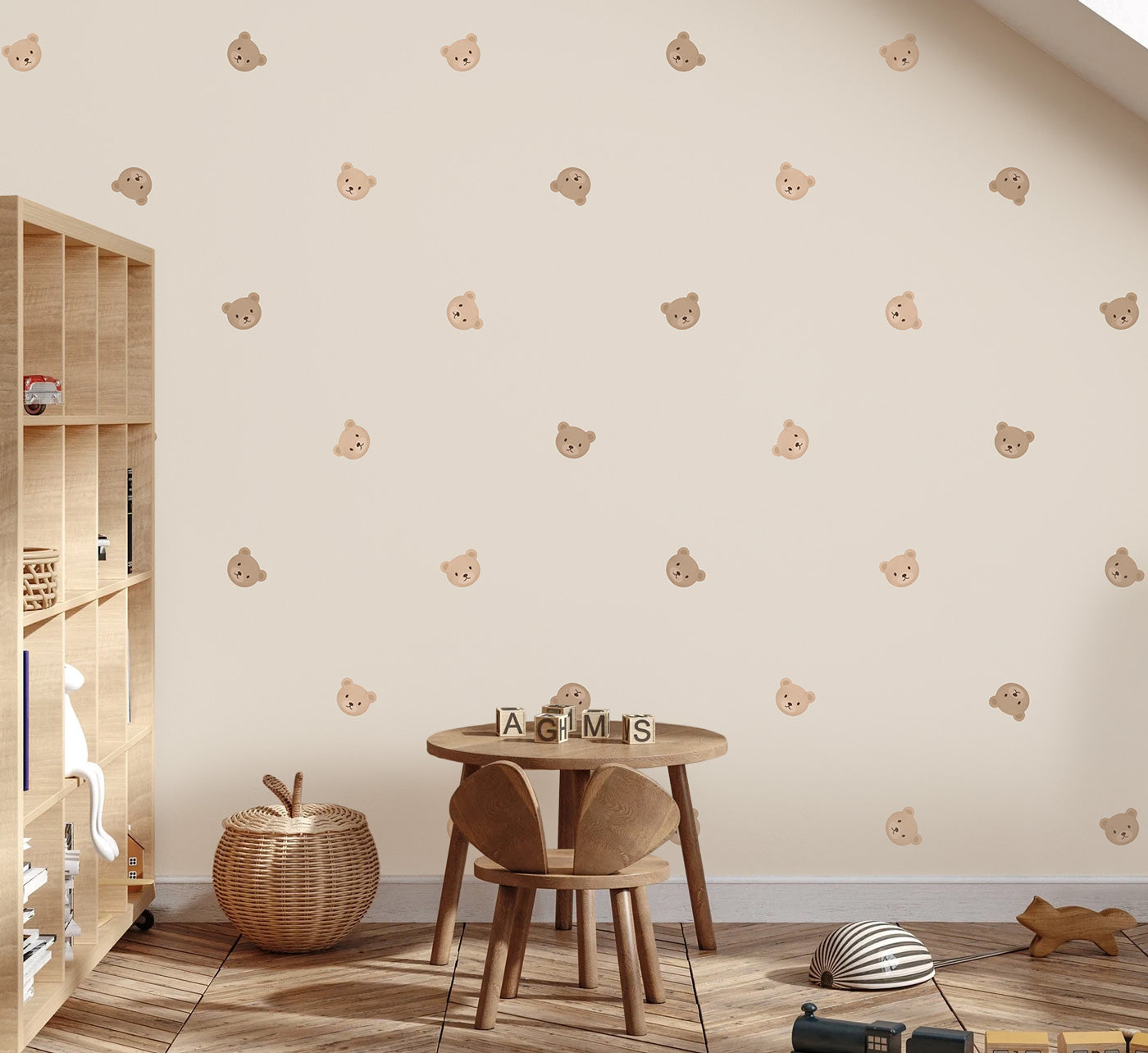 Volpracht Teddyberen behang voor de neutrale babykamer beige creme
