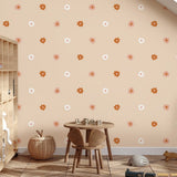 Bloemen behang meisjeskamer en babykamer beige terra volpracht