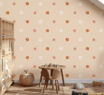 Bloemen behang meisjeskamer en babykamer beige terra volpracht