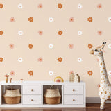 Bloemen behang meisjeskamer en babykamer beige terra volpracht