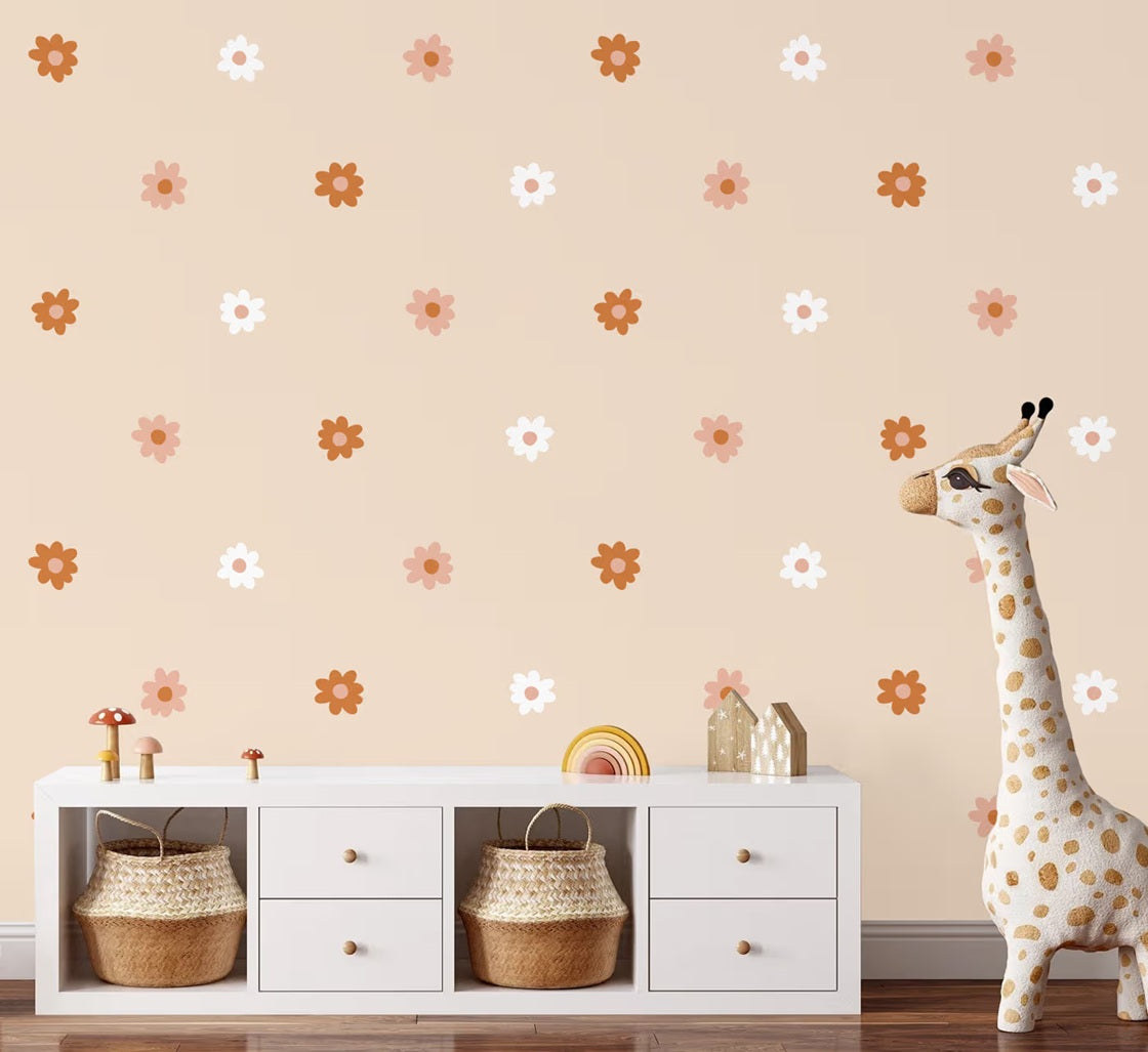 Bloemen behang meisjeskamer en babykamer beige terra volpracht