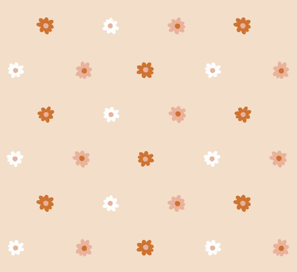 Bloemen behang meisjeskamer en babykamer beige terra volpracht
