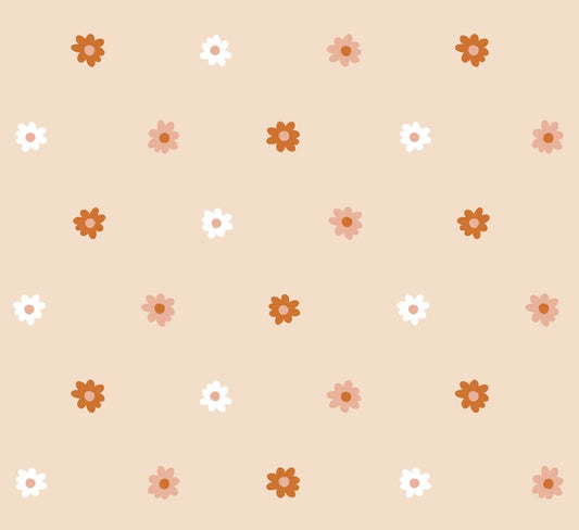 Bloemen behang meisjeskamer en babykamer beige terra volpracht