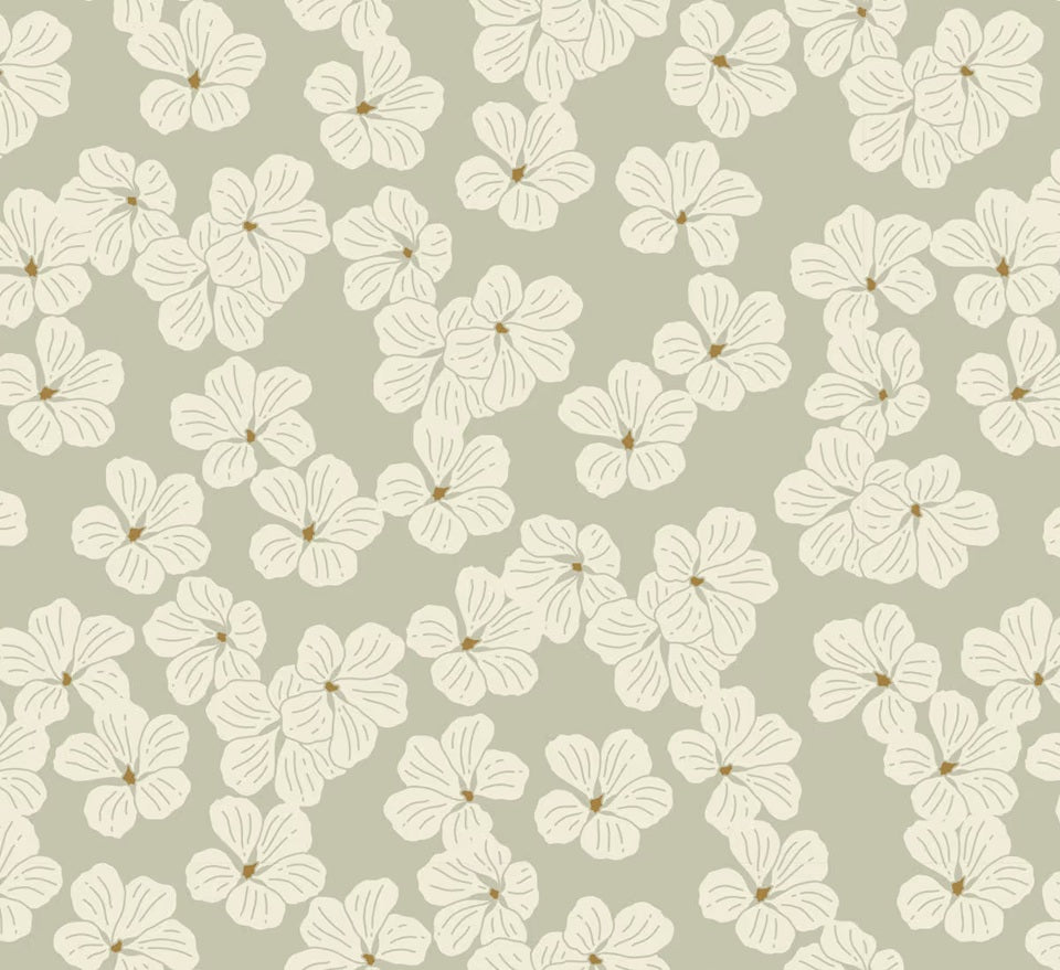 Floral bloemen behang voor de meisjeskamer lichtgroen volpracht