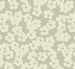 Floral bloemen behang voor de meisjeskamer lichtgroen volpracht