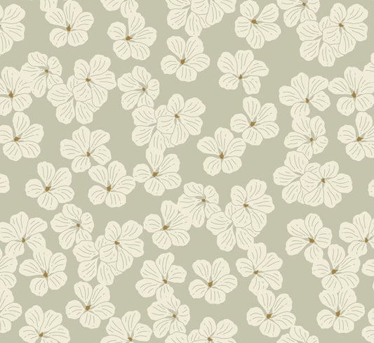 Floral bloemen behang voor de meisjeskamer lichtgroen volpracht