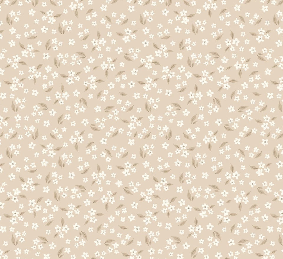 Volpracht bloemen behang voor meisjeskamer en babykamer bloesem beige