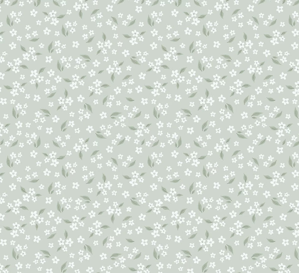 Volpracht bloemen behang voor meisjeskamer en babykamer bloesem groen