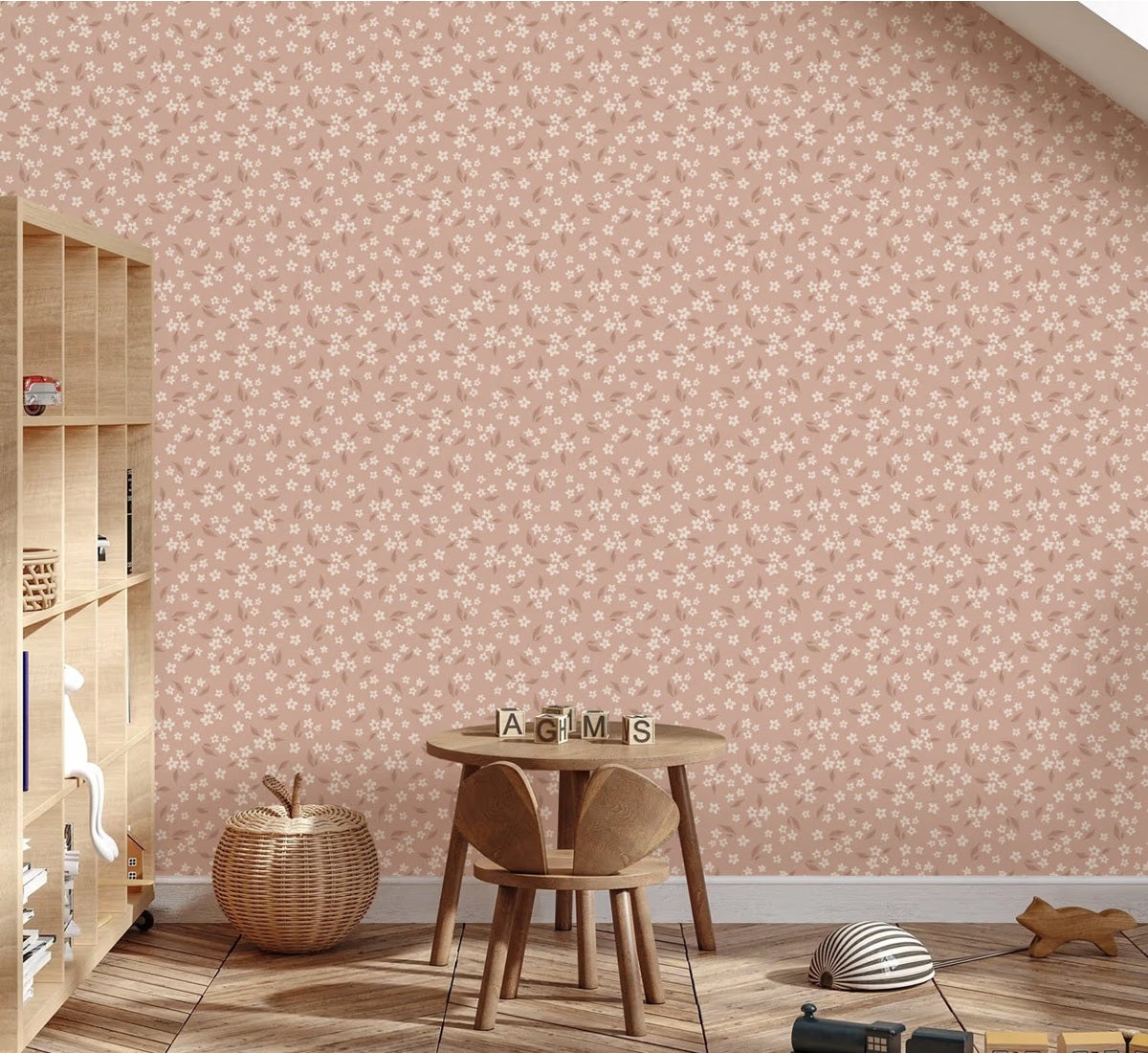 Volpracht bloemen behang voor meisjekamer bloesem roze