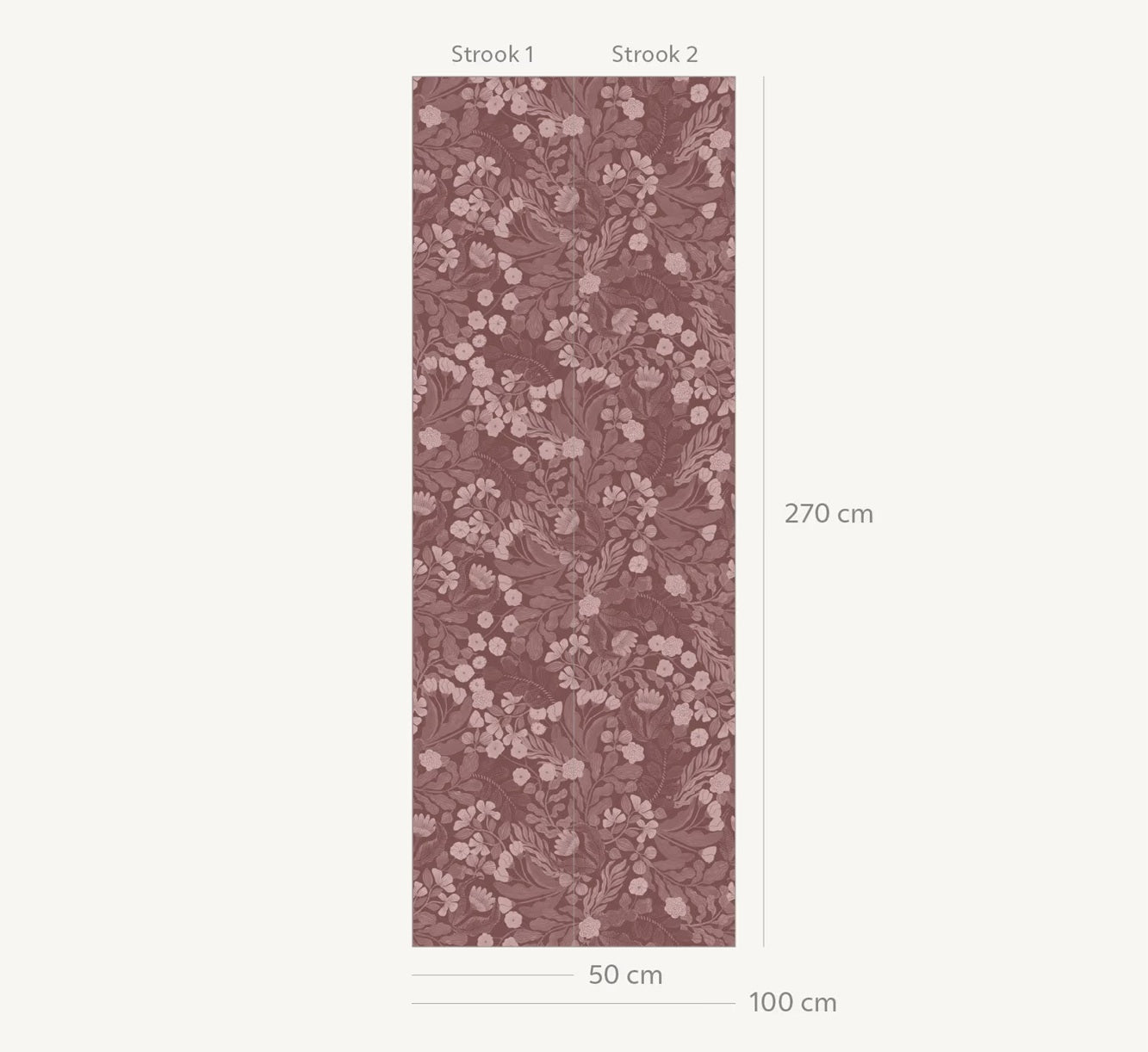 Volpracht vintage botanica mauve bladeren en bloemen behang voor meisjeskamer en babykamer