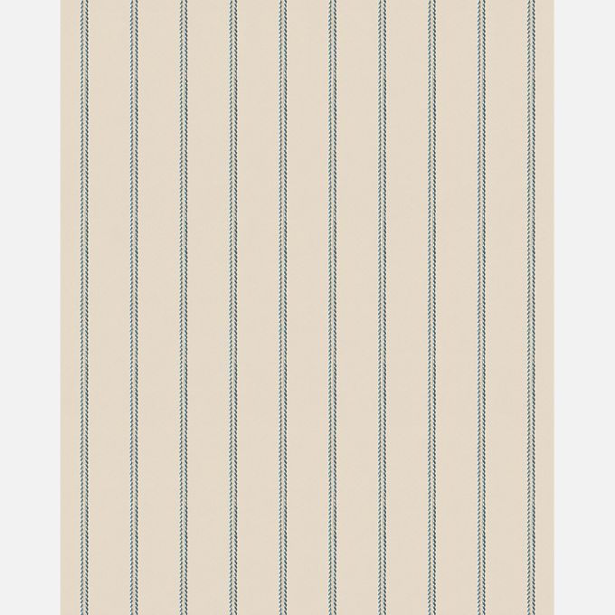 Lintjes Bo Studio Ditte strepen behang met stiksels voor de jongenskamer en babykamer creme met denim blauw