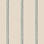 Lintjes Bo Studio Ditte strepen behang met stiksels voor de jongenskamer en babykamer creme met denim blauw