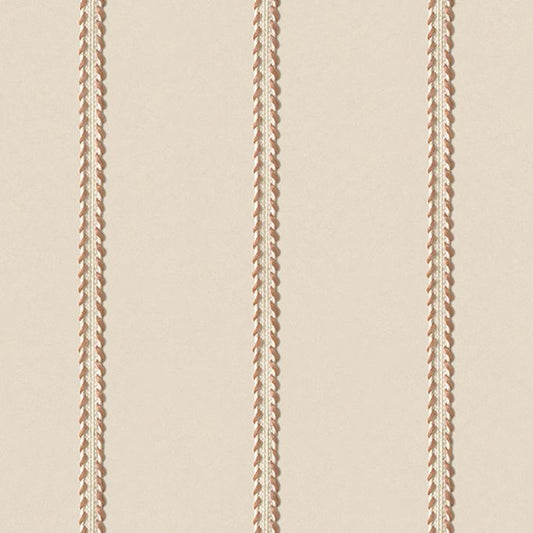 Lintjes Bo Studio Ditte strepen behang met stiksels voor de neutrale kinderkamer meisjeskamer jongenskamer en babykamer creme met karamel