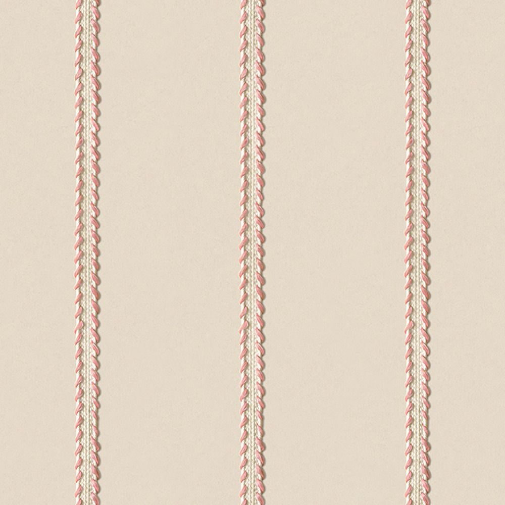 Lintjes Bo Studio Ditte strepen behang met stiksels voor de kinderkamer meisjeskamer en babykamer creme met roze