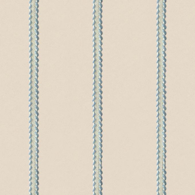 Lintjes Bo Studio Ditte strepen behang met stiksels voor de neutrale kinderkamer meisjeskamer jongenskamer en babykamer creme met lichtblauw