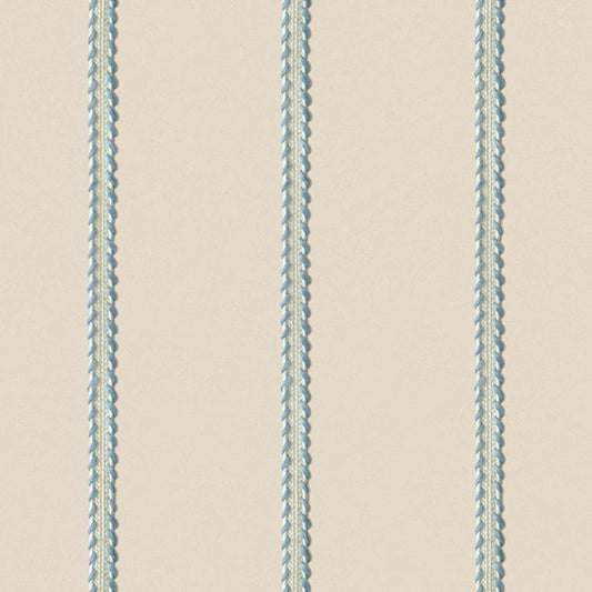 Lintjes Bo Studio Ditte strepen behang met stiksels voor de neutrale kinderkamer meisjeskamer jongenskamer en babykamer creme met lichtblauw
