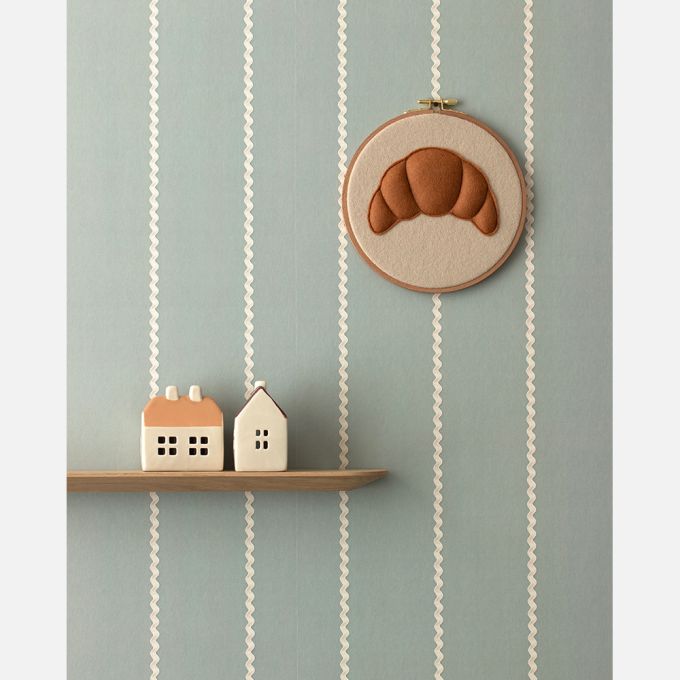 Studio Ditte Lintjes behang strepen behang kinderkamer golven mistblauw