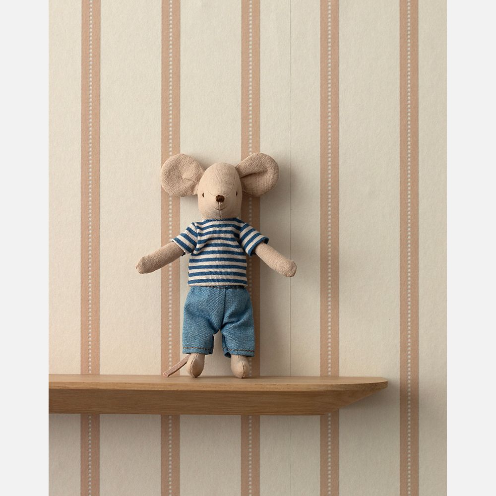 Strepen behang voor kinderkamer lintjes behang studio ditte meisjeskamer jongenskamer babykamer neutrale kinderkamer toffee op creme