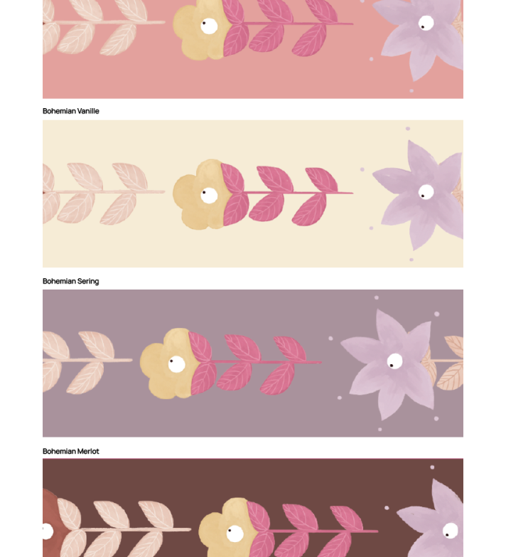 Bibelotte bohemian behangrand met bloemen meisjeskamer
