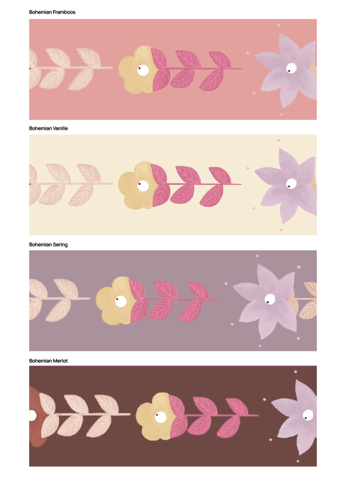 Bibelotte bohemian behangrand met bloemen meisjeskamer
