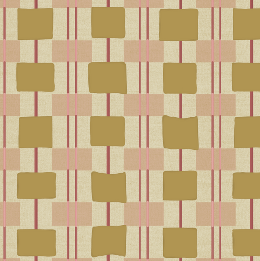 Bibelotte Geruit behang Toffee meisjeskamer tienerkamer geblokt behang beige roze