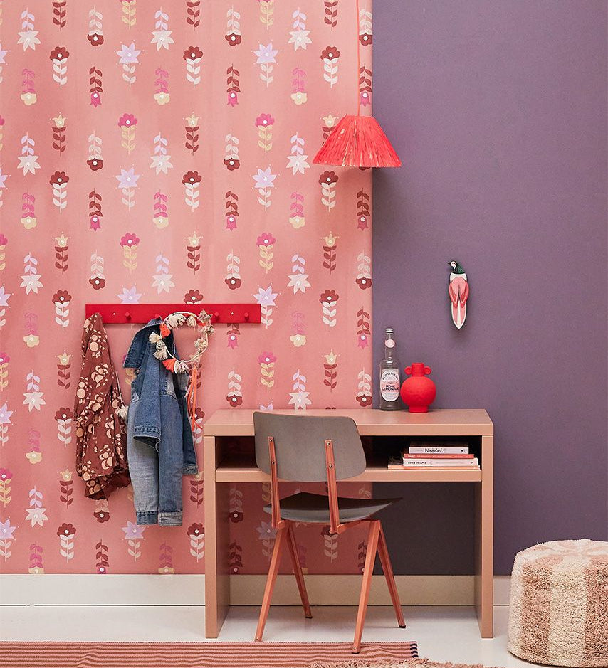 Bibelotte Bohemian behang roze meisjeskamer