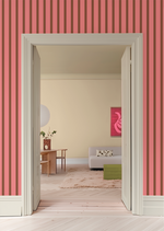 Gestreept behang voor de kinderkamer bibelotte juna maple  roze bordeaux groen