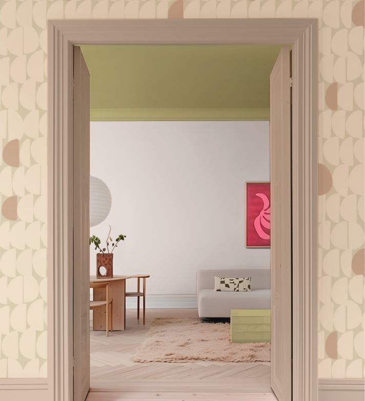 Stone Bibelotte organisch behang voor de kinderkamer beige roze