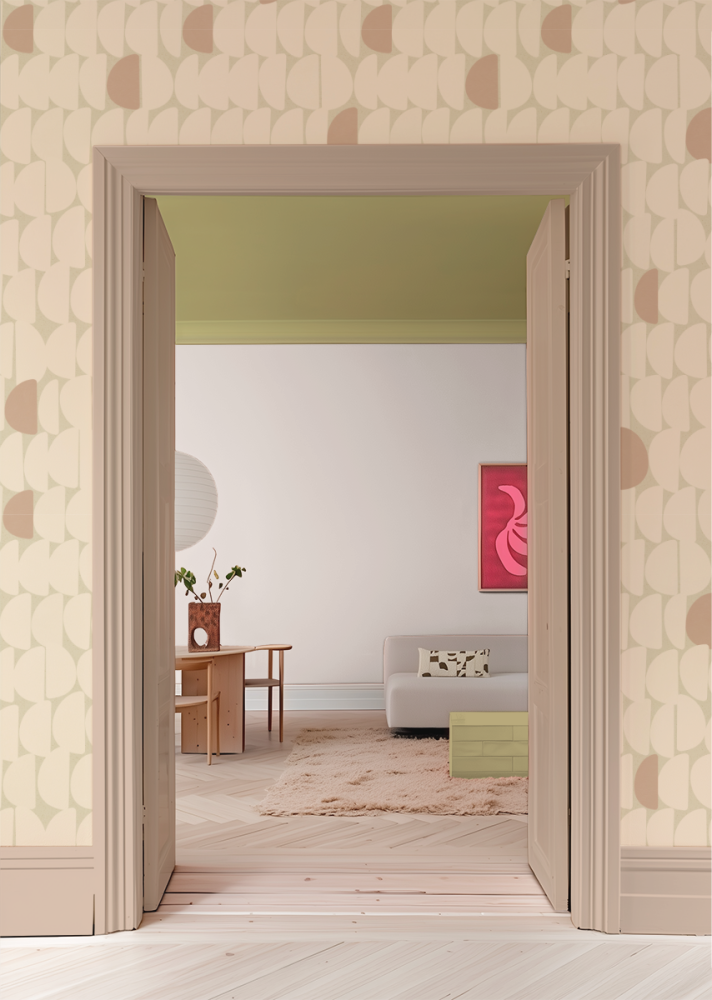 Stone Bibelotte organisch behang voor de kinderkamer beige roze