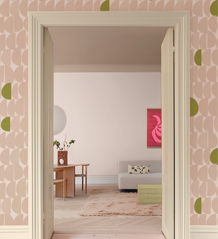 Stone Bibelotte organisch behang voor de kinderkamer roze