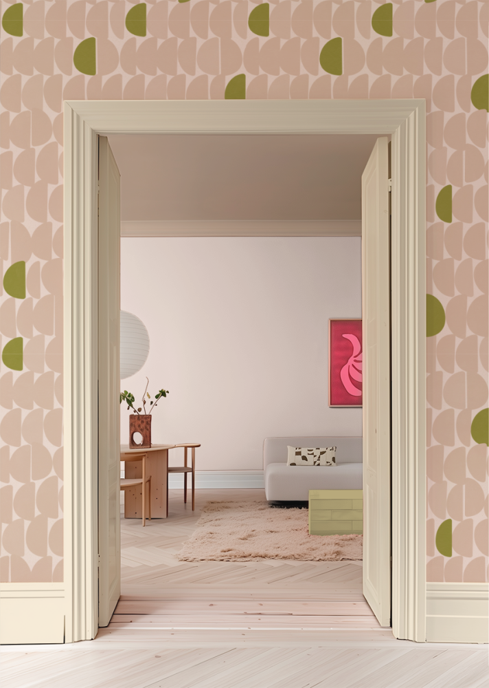 Stone Bibelotte organisch behang voor de kinderkamer roze