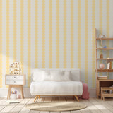 Papr Walls strepen behang meisjeskamer of babykamer met boogjes bubble dot Geel lila