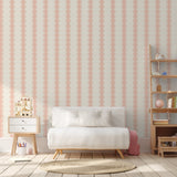 Papr Walls strepen behang meisjeskamer of babykamer met boogjes bubble dot nude lichtroze koraal