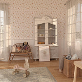 Pastelowe Love Flowers Meadow bloemenbehang voor meisjeskamer en babykamer wit roze groen 