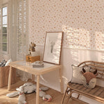 Pastelowe Love Flowers Meadow bloemenbehang voor meisjeskamer en babykamer wit roze groen 