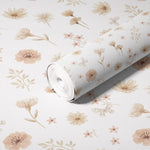 Pastelowe Love Flowers Meadow bloemenbehang voor meisjeskamer en babykamer wit roze groen 
