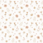 Pastelowe Love Flowers Meadow bloemenbehang voor meisjeskamer en babykamer wit roze groen 