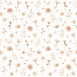 Pastelowe Love Flowers Meadow bloemenbehang voor meisjeskamer en babykamer wit roze groen 