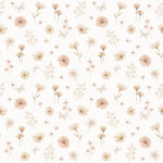 Pastelowe Love Flowers Meadow bloemenbehang voor meisjeskamer en babykamer wit roze groen 