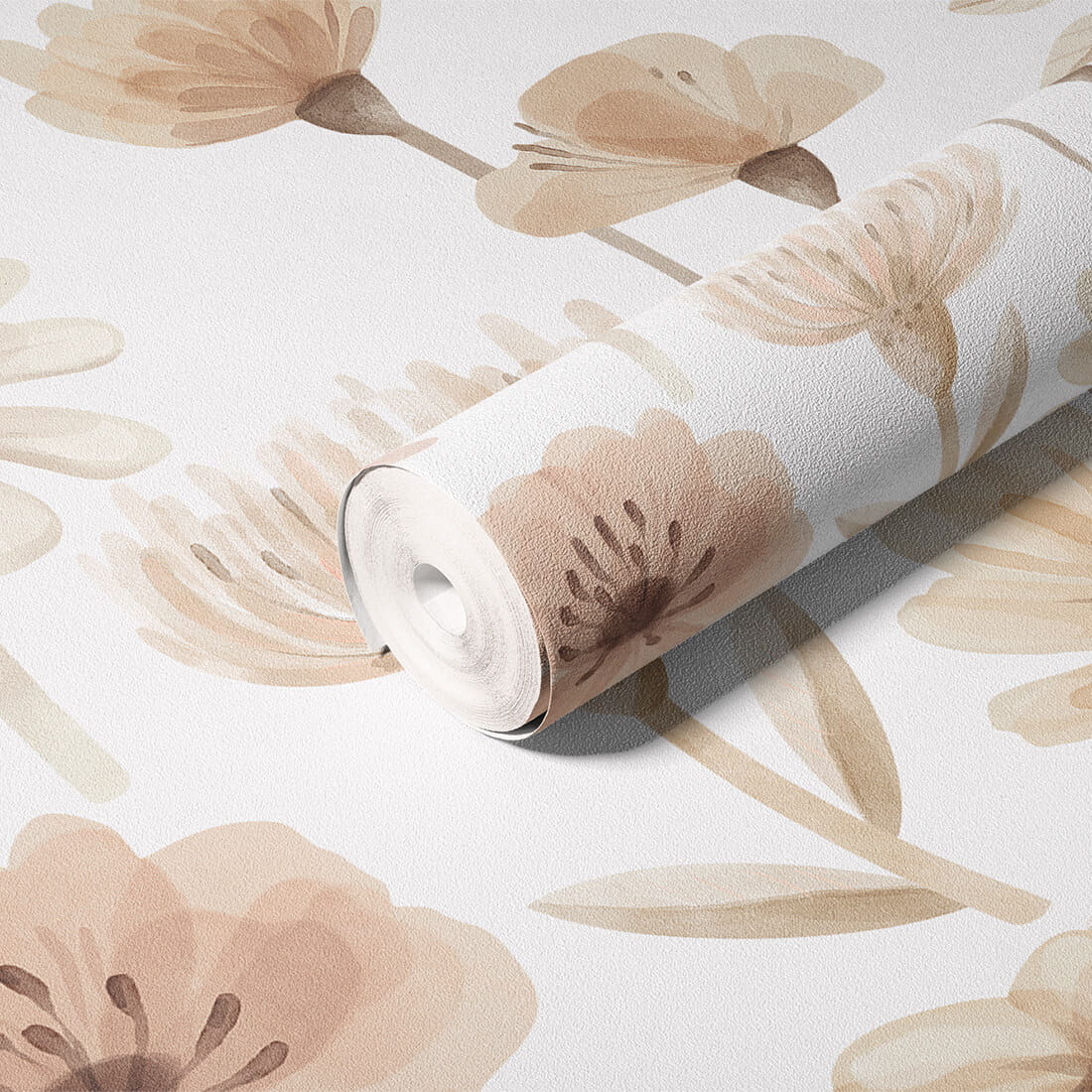 Pastelowe Love Flowers Meadow bloemenbehang voor meisjeskamer  en babykamer wit roze groen 