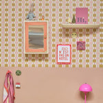 Bibelotte Geruit behang toffee roze karamel