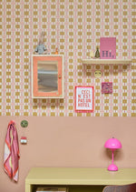 Bibelotte Geruit behang toffee roze karamel