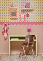 Bibelotte Geruit behang Toffee meisjeskamer tienerkamer geblokt behang beige roze