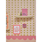 Bibelotte Geruit behang toffee roze karamel