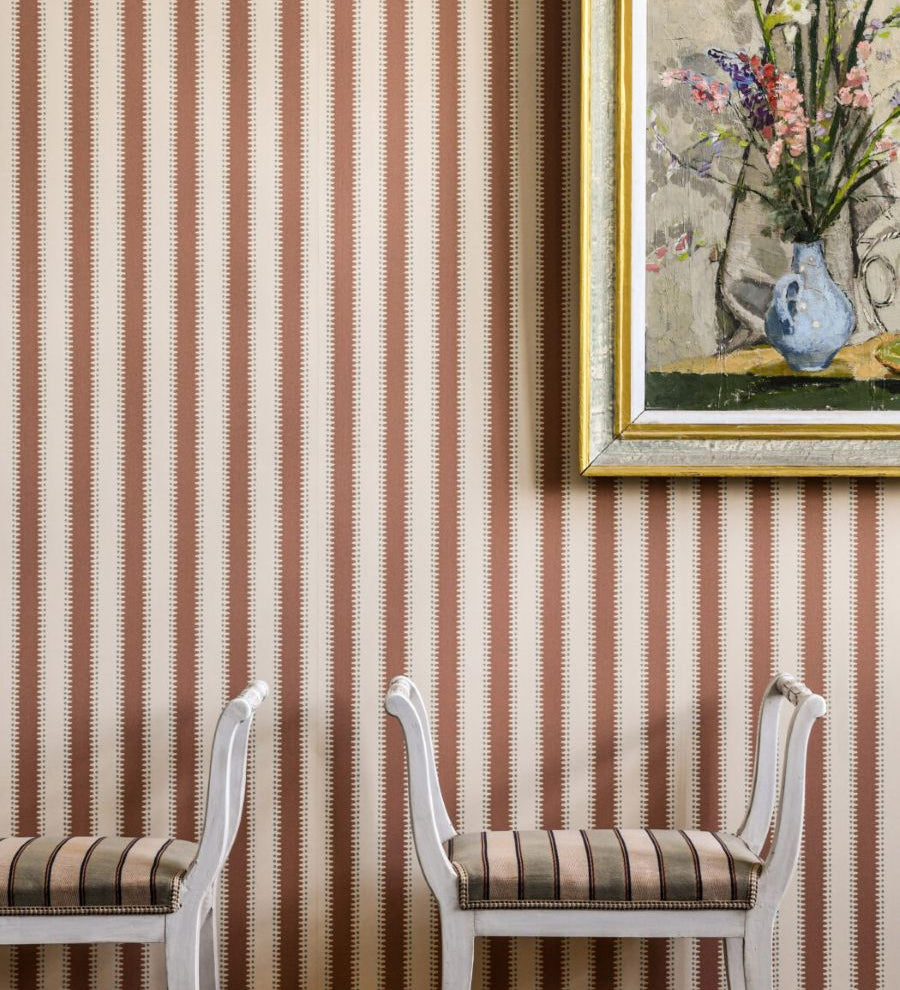 Langelid von Bromssen jagged stripe strepen behang voor de kinderkamer 
terra